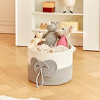 R RUNKA Large Elephant Cotton Rope Basket - Versatile Baby Hamper and Toy Basket, Perfect Basket for Baby Shower Gifts, Stylish Laundry Basket, Round Basket for Children's Storage (15"x15"x11") - Image 3
