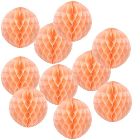 PATIKIL 10pcs 14" Honeycomb Balls Tissue Paper Pom Poms, Party Hanging Paper Honeycomb Balls Decoration for Birthday Wedding Home Backdrop Decor, Coral by PATIKIL