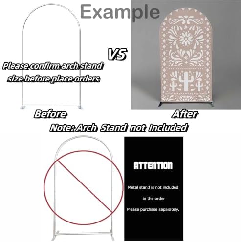 Beige Arch Backdrop Cover for Mexican Fiesta Party Decoration Stretchy Arch Stand Fabric Baptismx Baby Shower Cake Table Supplies (Cover Only) (G3741,2.6ftx6ft (CoverOnly)) - Image 4