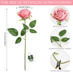 48 PCS Dusty Pink Roses Artificial Flowers, Silk - Image 2