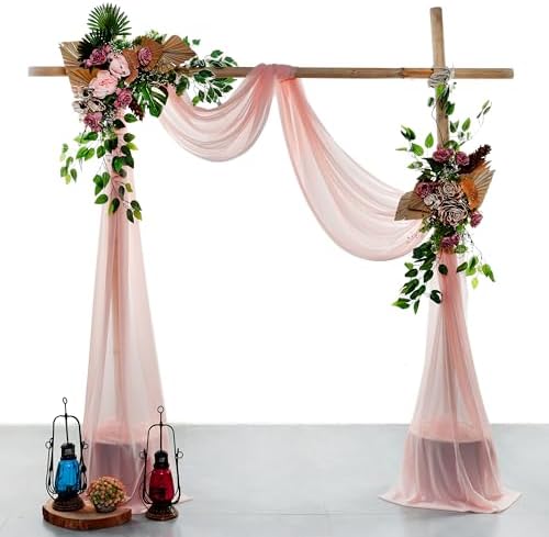 Pack of 2 Wedding Arch Drape Panel Fabric 30" x 40ft - Dusty Rose - Image 2
