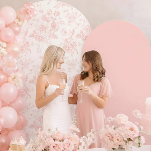 Tegeme 2 Set Pink Floral Arch Cover 7.2ft 6.6ft Stretchy Party Backdrop - Image 6