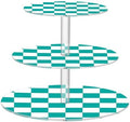 J JOYSAY Chess Checkerboard Grass Green White Print Acrylic Cupcake Stand 3 Tier Dessert Table Display Set Clear Cake Stands for Party Baby Shower Wedding Decorations Easy Assembly Macaron Tower by J+JOYSAY