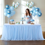 4 Pack Baby Blue Tablecloth for 6 Foot Rectangle Tables Tulle Table Skirt - Image 6