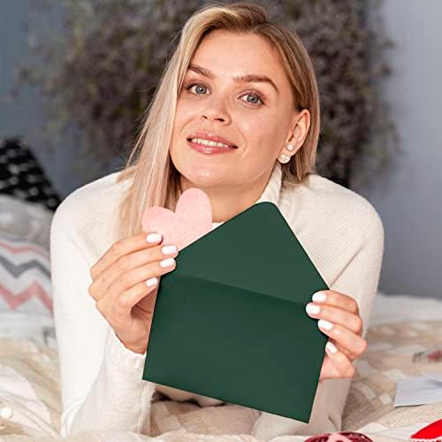 Darling Souvenir A6 Dark-Green Invitation Envelopes (4 3/4 x 6 1/2) Euro V-Flap 80 LBS Self-Adhesive Perfect for Weddings, Birthday, Baby Shower,Greeting Cards -Packs & Colours Available - Image 4