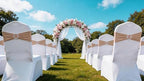 Pack of 50PCS Spandex Chair Sashes Bows Elastic Chair Cover Bands Slider Buckles for Wedding Reception Banquet Bridal Shower Decorations - Nude/Camel/Khaki - Image 4