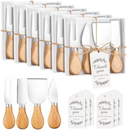6 Pack Stainless Steel Cheese Knife Set, Baby Shower Game Gifts for Winners, Cheese Knife Gift Set with Thank You Card and Gift Box for Wedding Guests Favors Baby Shower Housewarming Party by Yiyiring