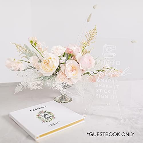 Andaz Press Personalized Baby Shower Guestbook with Gold Accents, Mauve Floral Foliage Wreath Custom, White Guest Sign in Registry 120 Pages 8.5 X 8.5 Memories Book for DIY, Scrapbook, Photo Album - Image 3