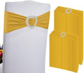 100PCS Spandex Stretch Gold Chair Sashes Bows Universal Elastic Chair Cover Bands Ties with Buckle Slider for Wedding Party Birthday Reception Event Banquet Decoration(Gold) by Zrlljp