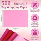 500 Sheets Pink Tissue Paper for Gift Bags, Mixed Pink Wrapping Tissue Paper Bulk for Decoration DIY Art Crafts Birthday Wedding Packaging, 14 X 20 Inches - Image 2