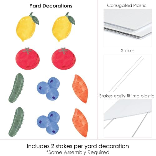 Big Dot of Happiness Locally Grown Yard Signs with Stakes, Farmers Market Baby Shower Party Lawn Ornaments, Fruit & Vegetable Garden Outdoor Decorations - 10 Piece Set - Image 5