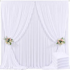 4 Panels White Backdrop Curtain for Parties Wedding Wrinkle Free 20ft x 10ft Backdrop Drapes for Baby Shower Gender Reveal Birthday Photo Photography Polyester Fabric Background Decoration by Suppromo