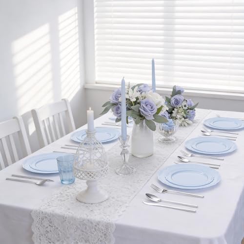 Tinybee 60PCS Light Blue Plates - Heavy Duty Baby Blue Plates - Image 6
