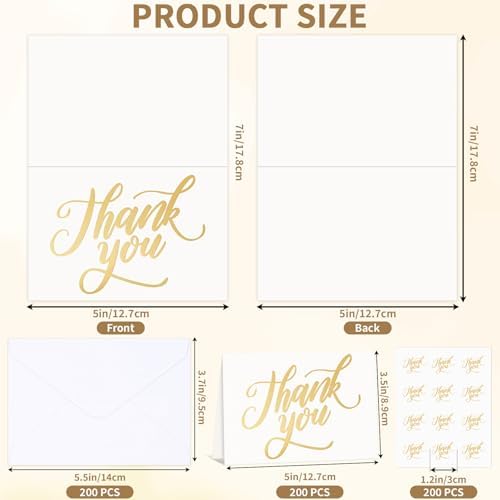 600 PCS Thank You Cards with Envelopes and Stickers, 3.5 x 5 Inch - Image 2