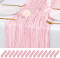 14 Pack Light Pink Cheesecloth Table Runner 17x108 Inch Semi Sheer Boho Gauze Cheese Cloth Fabric Table Runners, for Wedding Party Baby Shower Birthday Home Decor Garden Farmhouse by Unknown