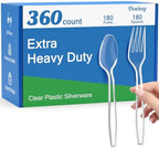 Dealusy 360 Count Extra Heavy Duty Clear Plastic Forks and Spoons by Dealusy