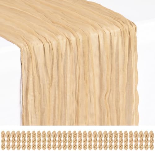 30 Pack Nude Cheesecloth Table Runner 17x108 Inches Boho Home Decor by Showgeous