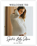 Andaz Press 16"x20" Personalized Canvas Baby Shower Welcome Sign, Custom Photo Classic Minimal Gender Neutral Large Welcome Baby Shower Sign for Easel Stand, Baby Shower Decorations by AndazPress