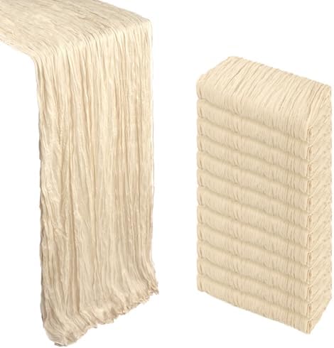 12 Pack 23 x 120 Inch Beige Table Runner 10Ft Cheesecloth by Heneger