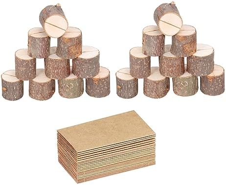 Wooden Stump Note Holder Set 50 Pieces for Wedding Table Numbers by OHPHCALL