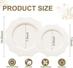 COLOSUS 60PCS Ivory Plastic Plates, Beaded Plates for Wedding Reception. - Image 3