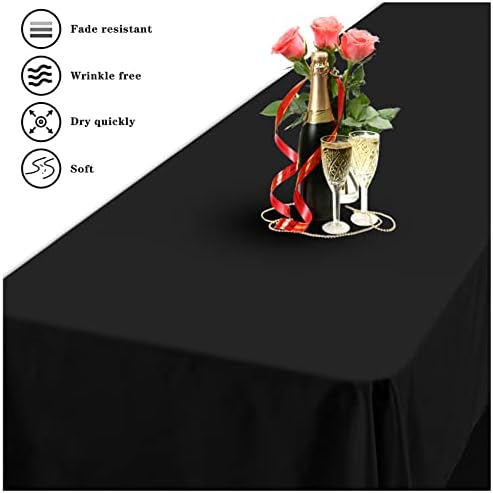 6 Pack Tablecloth 90 x 156 inch Polyester Table Cloth for 8 Foot Rectangle Tables,Stain and Wrinkle Resistant Washable Fabric Table Covers Polyester Black Table Clothes for Wedding,Party,Banquet - Image 6