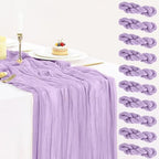 10 Pack Lavender Cheesecloth Table Runner 35x120 Inch Semi Sheer Boho Gauze Cheese Cloth Fabric Purple Table Runners for Wedding Bridal Shower Holiday Sheer Home Decor by BlueTopCoLtd