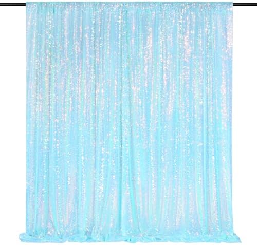 Blue Iridescent Sequin Backdrop 7ft x 7ft Glitter Photo Booth Backdrop by QueenDream