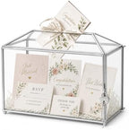 12.6" x 6" x 9" Wedding Glass Card Box with Slot and Lock for Wishing Well, Keepsake, Envelope - Birthday Party Reception Decor, Silver (Glass Box Only) Slot Length 7.3 Inches by Unknown