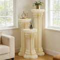 Cylinder Stands for Party, Shape&Use 3PCS Roman Column Cream White Pedestal Display Stands, Foldable Cardboard Columns for Wedding, Birthday, Anniversary Decor, 11.8in Dia. (23.6/31.5/39.4in H) with Storage Bag by Unknown