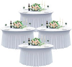 4 pk White Round Spandex Tablecloth for 60in Tables, Wrinkle Free Stretchy 120inch Fitted 5FT Table Cloths Round Table Covers with Skirt for Wedding Party Dining Banquet Events by Nobed+HHT