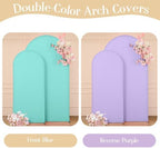 Blue Purple Arch Backdrop Cover Set of 2 Birthday Party Arch Covers 7.2 and 6ft Wedding Arch Cover Stretchy Backdrop Bridal Baby Shower Lavender Lilac Arch Covers Spandex - Image 2