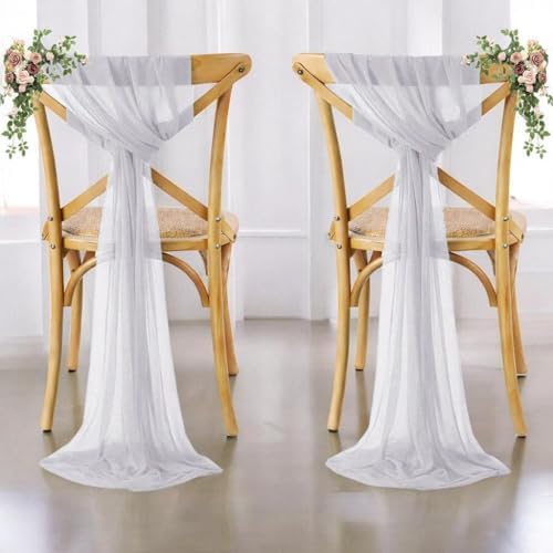 MDS Pack of 75 Chiffon Chair Sashes for Wedding & Event Décor - Cool Gray - Image 6