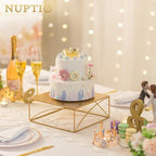 NUPTIO Gold Square Cake Stand, 10 Inch Metal Cupcake Holder - Image 2