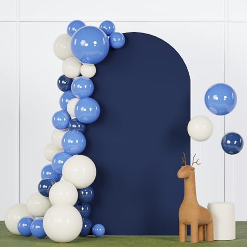 FANPROMS Wedding Arch Cover 7.2FT Navy Blue Arch Cover Backdrop Fabric for Birthday Party Spandex Arched Stand Covers 2 Sides Arch Covers Stretchy Backdrop for Arched Stand Covering Events Decor by FANPROMS