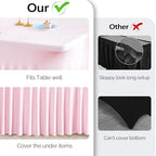 Wish Care 2 Pack Pink Spandex Table Clothes for 8 Foot Rectangle Tables, 8FT Wrinkle Free Fitted Tablecloths Ruffles Design Table Cover for Party, Banquet, Wedding and Events - Image 3