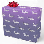 MyPupSocks Personalized Logo Wrapping Paper, Purple Custom Gift Wrapping Paper with Name Text for Teens Women Men Mom Dad Birthday Wedding Happy New Year 58x23 5 Rolls by MyPupSocks