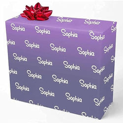 MyPupSocks Custom Text Wrapping Paper Purple, Personalized Name Gift Wrap Paper Funny Wrapping Paper Roll 58x23 for Boys Girls Kids Birthday Christmas Winter Holiday 3 Rolls by MyPupSocks