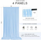20ft x 10ft Baby Blue Backdrop Curtains for Parties, 4 Panels 5ft x 10ft Wrinkle-Free Sky Blue Drapes for Baby Shower Boy Gender Reveal Birthday Kids Party Wedding Outdoor Graduation - Image 2