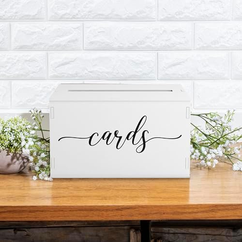 Wooden Wedding Card Box with Slot and Lid | Graduation Card Box for Party 2026 | Grad Gift Money Envelope Holder for Reception, Bridal Shower, Birthday, Retirement | Rustic Keepsake Decorations - Image 3