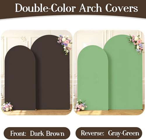 Green Brown Arch Backdrop Cover 7.2 and 6ft Party Wedding Arch Covers Stretchy Backdrop Baby Shower Bridal Shower Photo Birthday Arch Stand Cover Spandex - Image 3