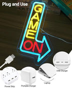 GAME ON Neon Sign for Wall Decor, LED Neon Gamer Sign for Arcade Room, Game Room, Bedroom, Kids, Boyfriend, Gifts Stepless Dimmable - Image 5