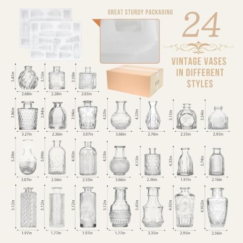 24PCS Mini Bud Vases As Wedding Centerpieces for Tables,Clear Bud Vases for Flowers,Small Flower Vases Suitable for Birthday Party,Anniversary,Wedding Reception,Baby Shower (Clear, 24PCS) - Image 2