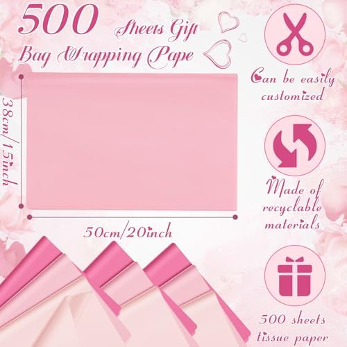 500 Sheets Light Pink Tissue Paper Bulk 15 x 20 Inch for Fall Wedding Gifts - Image 3