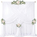 Wish Care 40ft x 10ft White Chiffon Backdrop Curtains, Wrinkle-Free Sheer Chiffon Fabric Photo Curtain Drapes for Wedding Ceremony Arch Party Stage Photography Decorations by WishCare
