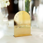 Gold Mirror Arch Wedding Table Numbers 1-25 with Stands, 5x7 Inch Acrylic Arch Sign with Holder, Gold Mirror Arched Acrylic Table Numbers for Wedding Reception(1-25, 5"x7") - Image 5