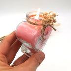 Wedding Favor Guest Bulk, Set of Heart Glass Candle Party with Custom Sticker and Dried Flowers Bridal Party, Baby Shower Gifts (Pink, Set of 30) by GiftUp