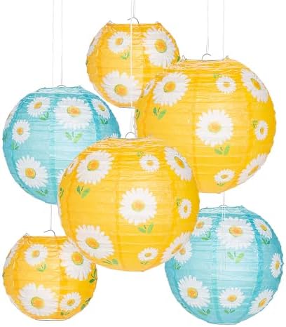 Fun Express 6" - 10" Daisy Hanging Paper Lanterns - 6 Pc by FunExpress