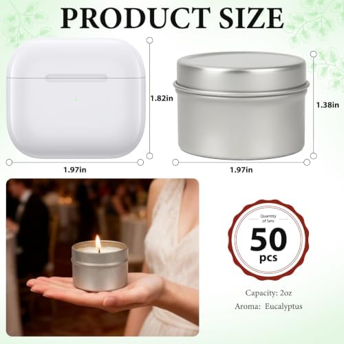 50 Pcs 2 Oz Mini Eucalyptus Scented Soy Candle Set,Wedding Favors for Guests Bulk 50,The Quantity of Multiple Sets Meets Your Needs for Wedding and Party Gifts and Party Favors. - Image 2