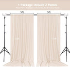 MEETSKY Beige Backdrop Curtains 10ft x 10ft for Wedding Birthday Baby Shower Photography Backdrop Fabric Curtains Drapes Home Window Decorations Rod Pocket Window Drapes,5ft x 10ft, 2 Panels - Image 2